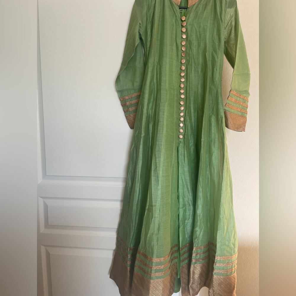 Pistachio color anarkali peshwas